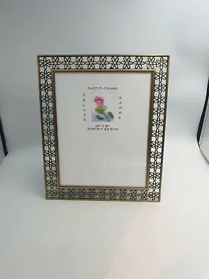 Deluxe Range Gold Tone Metal Lrg Photo Frame Rectangle Daisy Floral Free Standin • £18.99