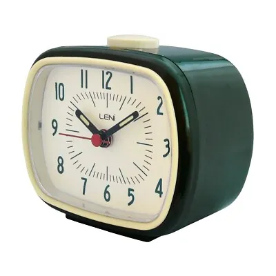 Leni Retro Analogue Alarm Clock Glow In The Dark Home/Room Decor Olive Green • $29