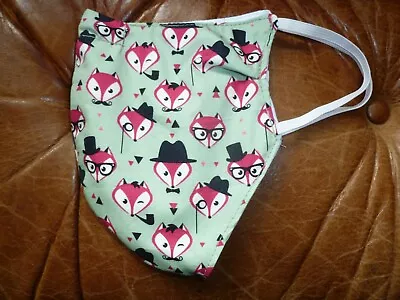 £4.99 • Buy Fox Head Face Mask Hipster Washable Monocle Handmade Green Hipster Horse Hunt