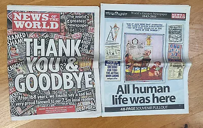 News Of The World. Final Edition 8674. Thank You & Goodbye. 48 Page Pullout. • £7.99