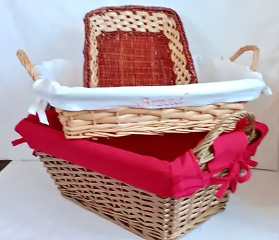 £15.99 • Buy Set Of 3 Wicker Baskets With Liners