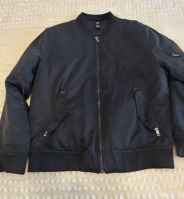 H&M Mens Bomber Jacket Coat Black Size XL Zip Up Casual • $25