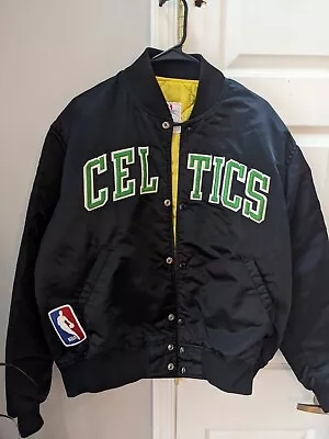 $425 • Buy Boston Celtics Starter Jacket Nylon Bomber Mens L Vintage Rare NBA Black Yellow