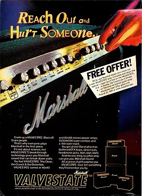 Marshall Valvestate Reach Out And Hurt Someone - Framed Guitar Magazine Ad 1991 • $14.95