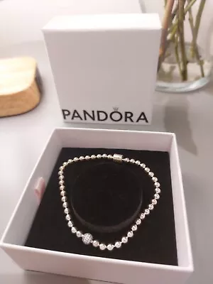 Genuine Pandora Signature Sterling Silver Beads & Pavé Cubic Zirconia Bracelet  • £55