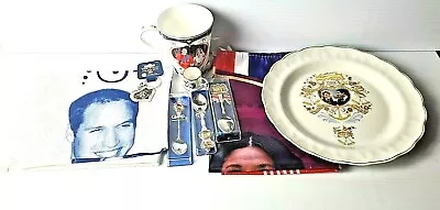 British Royal Family Memorabilia Lot Tea Towels Cup Spoons Flag Keyring Plate • $49.95