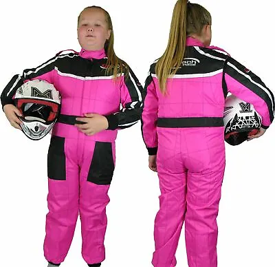 GO - Kart One Piece RACE SUIT Overalls Karting Quilted Polycotton - PINK • £27.95