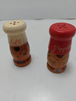 Vintage Wooden Chef's Salt & Pepper Shakers • $5.40