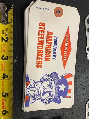 Vtg Sharon Steel Mill Labels Tags Made In USA Uncle Sam 1970's Collectible Ameri • $9.95