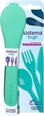 Sistema To Go Cuttlery Set Green With Carry Case BPA Free • £10