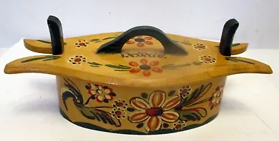 Vtg NORWAY NORGE TINE BOX STAVANGER  Hand Ptd Botanical Scandinavian FOLK ART • $114