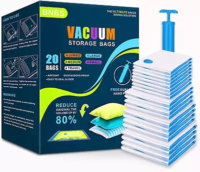 $24.27 • Buy 20 Pack BNBS Vacuum Storage Bags,Space Saver For Travel, Jumbo Space Bags..