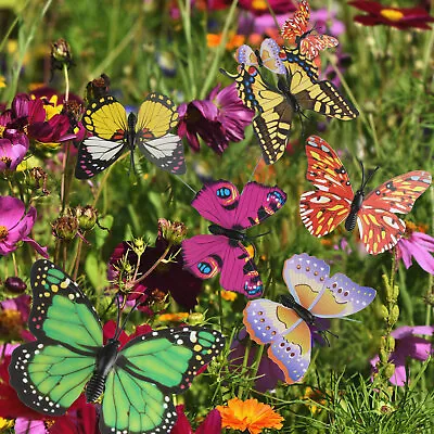 50Pcs Butterfly Stakes Outdoor Yard Planter Flower Pot Bed Garden Decor Yard Art • $9.48