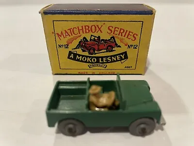 Matchbox #12A Land Rover With Driver (Green) In Moko Box 1954 • $100