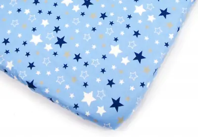 £6.49 • Buy FITTED SHEET FOR COT Bed Bedside Crib Mattress Cover Blue Navy Stars
