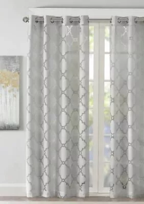 ONE Madison Park Eden 50  X 95  Fretwork Burnout Sheer Window Curtain Panel GREY • $7.99