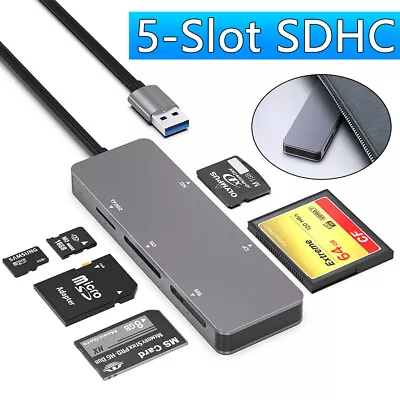 5-Slot SuperSpeed USB-C To CFast/CF/XD/SD/MicroSD Card Reader USB 3.2 Gen1 5gbps • $25.99