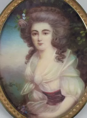 Miniature Painting. Portrait Of A Noble Lady In A White Dress. Early 20th C. • $200