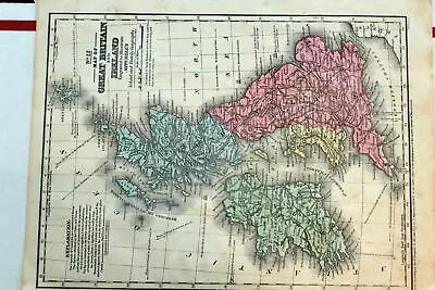 1856 Rare Beautiful Antique Mitchell Atlas Map Of Great Britain-handcolored • $10