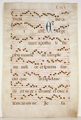 Medieval Gregorian Chant Manuscript On Velum/Parchment 15th-16th Century 10x16  • $275