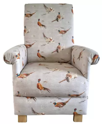 Adult Armchair Fryetts Pheasants Birds Fabric Chair Accent Beige Hunting Accent • £220.49