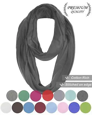  BasicSense Unisex Jersey 50% Cotton Snood Scarf Plain Long Tube Neck Warmer  • £13.99