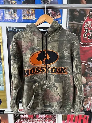 Vintage 2000s Y2K Mossy Oak Embroidered Crazy Realtree Camo Hoodie Size Medium • $29.99