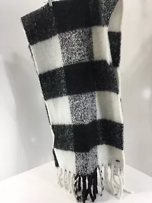 Hollister Womens Large Checkered Chunky Blanket Scarf Black/white One Size NWT= • £16.96