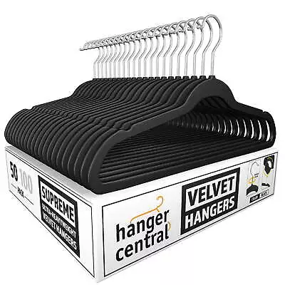 Velvet Heavy Weight Clothing Hanger 50 Pack Black • $20.97