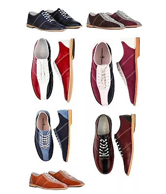£79.99 • Buy MADCAP ENGLAND BOWLING SHOES RETRO MOD 50s 60s 90s NORTHERN SOUL LEATHER SUEDE 