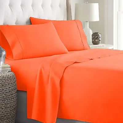 Egyptian Cotton Extra Deep Pocket Marvelous Bedding Orange Solid Select Item • $75.04