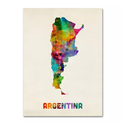 Michael Tompsett Argentina Watercolor Map Canvas Art 18 X 24 • $42.04