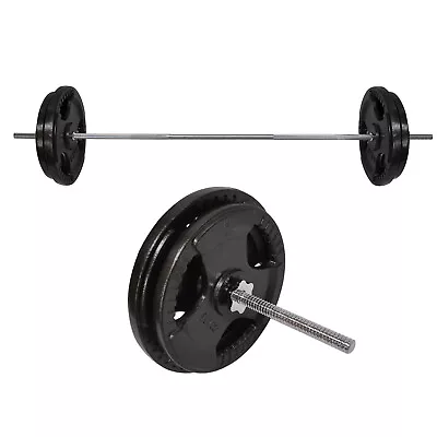 78kg - 198cm Barbell Bar Weight Set + 70kg Ez Grip Cast Iron Weight Plate • $274.61