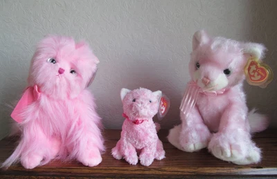 £15 • Buy 3 X TY Beanies (Pink Cats) TY Pinkys Orchid, TY Classic Glamour, TY Beanie Fleur