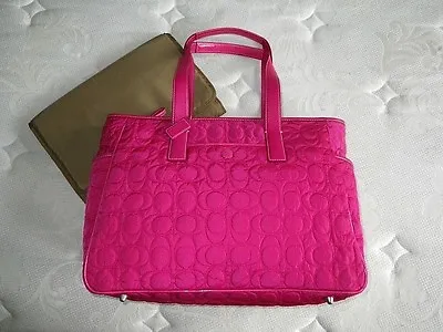 Nwt Coach Pink Quilted Signature Multifunction Baby Diaper Tote Bag Purse Rare! • $813.74