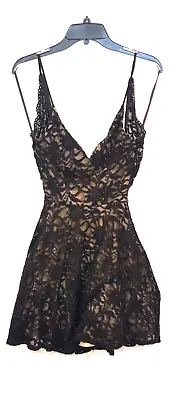 £25.81 • Buy Juniors Floral Lace Backless Dress Black Short/Prom Cocktail Party Sleeveless XS