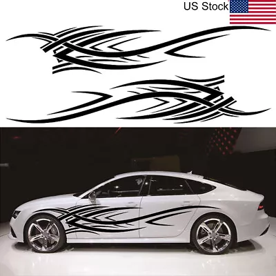 2pcs Black Fire Flame Graphics Sticker For Car Body Side Door Fender Vinyl Decal • $25.99