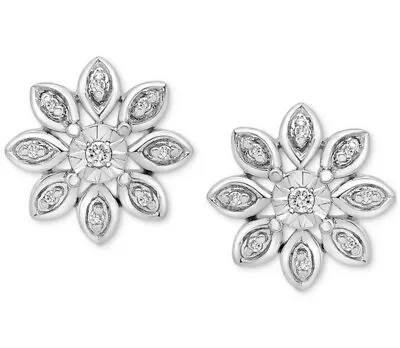 Womens Cluster Flower Stud 1/10 Carat Diamond Earrings • $99.99