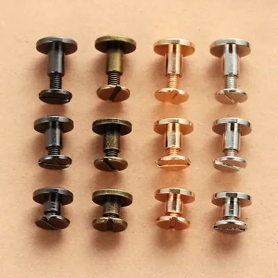 £4.65 • Buy Flat Belt Screw Leather Craft Chicago Nail Brass Solid Rivet Stud Head 5/6.5/8mm