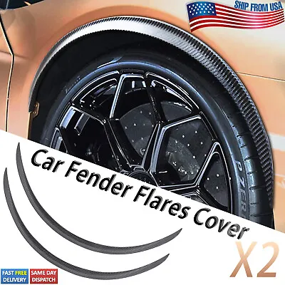 2x Carbon Fiber Car Wheel Eyebrow Arch Trim Lips Strip Fender Flare Protector • $18.25
