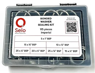 Bonded Washer Sealing Kit - Imperial - 115 Piece Self Centering Seal Dowty - BSP • £24.75