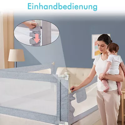 Kids Bed Guard Toddler Safety Child Bedguard Folding Sleeper Bed Rail 180CM Grey • £20.99