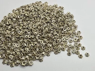 Job Lot 25g X 6mm Silver Plastic Daisy Bead Caps Findings Craft Jewellery Making • £0.99