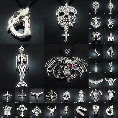 £4.99 • Buy Skull Skeleton Silver Tone Pendant Necklace Mens Womens Boys Girls Jewellery UK