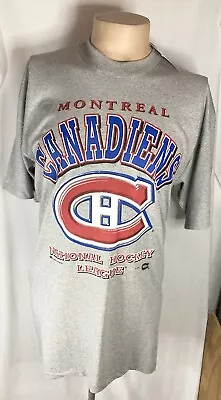 Vintage Bulletin Athletic 90’s NHL Montreal Canadiens T-Shirt Gray XL Canada NWT • $150