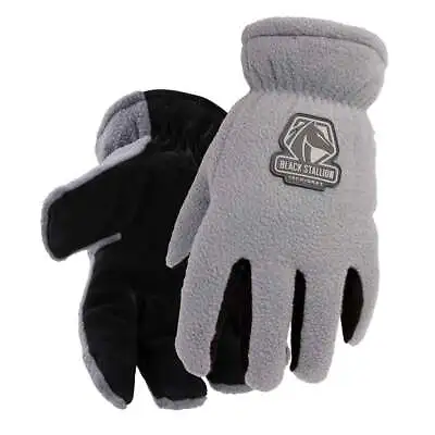 $19.50 • Buy Black Stallion 15FH-Gray FuzzyHand Cowhide And Polar Fleece Winter Gloves X-LRG