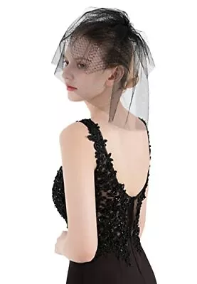 PAMOR Black Birdcage Veil 20s Flapper Mesh Veils Wedding Tea Party Fascinator... • $17.48