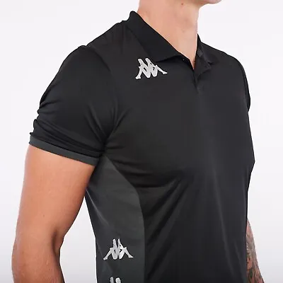 Kappa Deggiano Polo Shirt - Black/Grey - MLXL2XL • £8.99