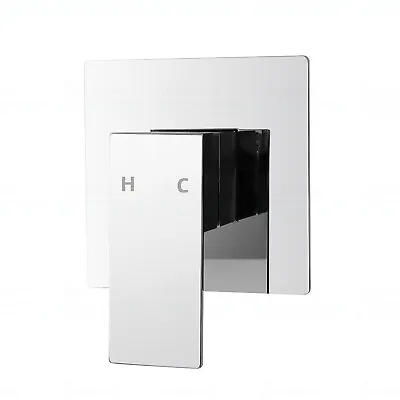 Brass Silver Square Wall Water Flick Lever Shower Mixer Tap Bathtub Vanity Spout • $53.90