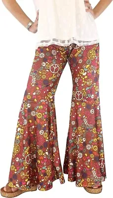 70s Costumes For Women Disco Pants  Peace Sign Hippie Size M/L • $17